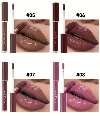 Lip Gloss Set by Leaf Poem with 12 Mixed Lip Colors, Slim Tube Applicators and Presentation Box