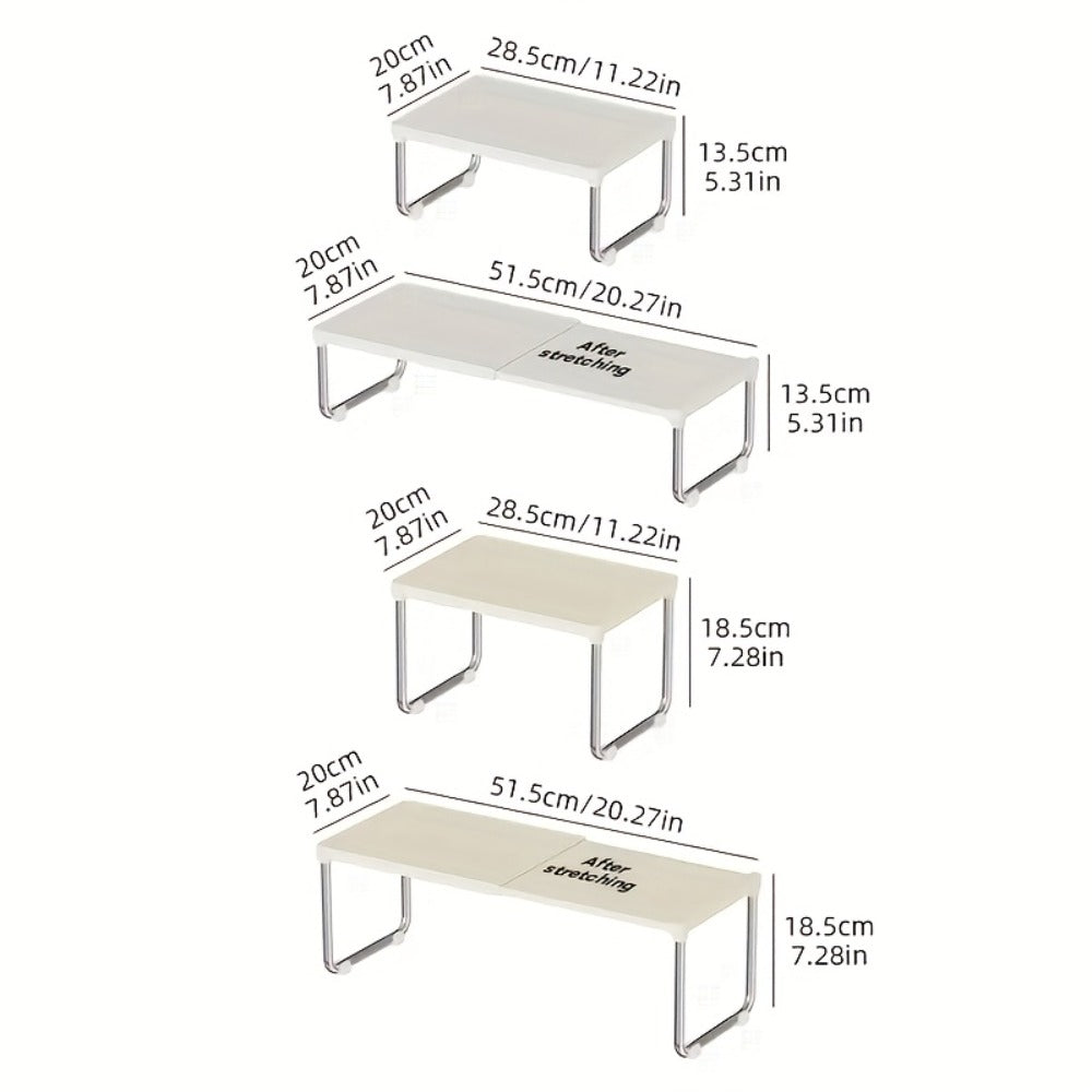 Desktop Storage Organizer Multi-Tier Expandable with Transparent Lid PP Stainless Steel Space-Saving Countertop Box for Kitchen Bathroom Cosmetics