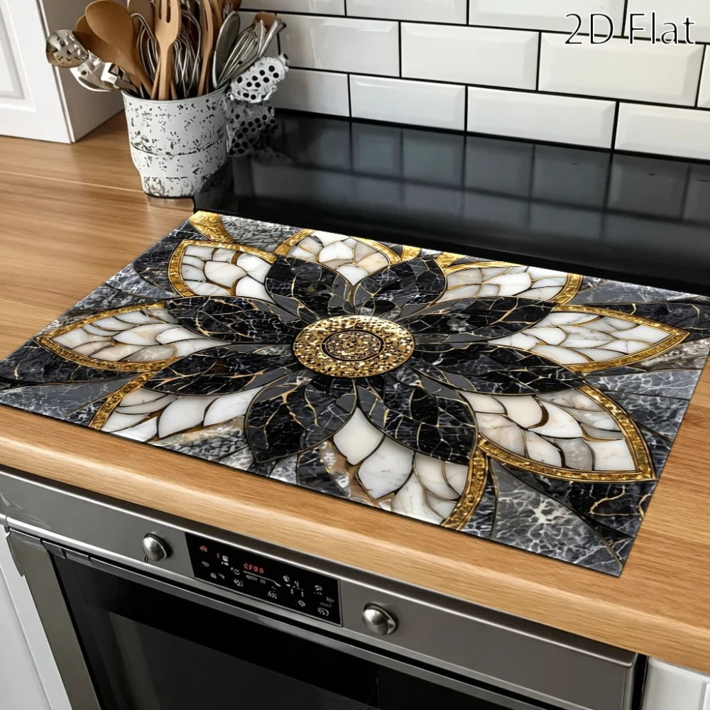 Lotus Marble Pattern Stove Protector Mat in 28.35 x 20.47-Inch or 3.9 x 7.8-Inch Checkout Sizes