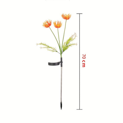 Solar Garden Light Flower Stakes 2-Pack with Three Heads and Yellow, Pink or Red Options for Lawn Decor