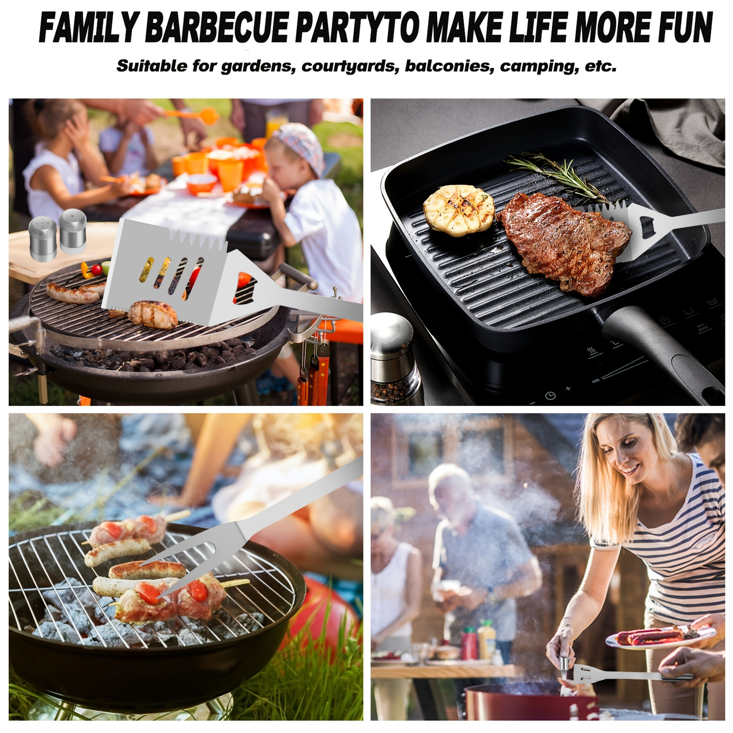 15- or 24-Piece BBQ Tool Set with Spatula, Tongs, Forks, Skewers, Brushes and Carry Case Pictured