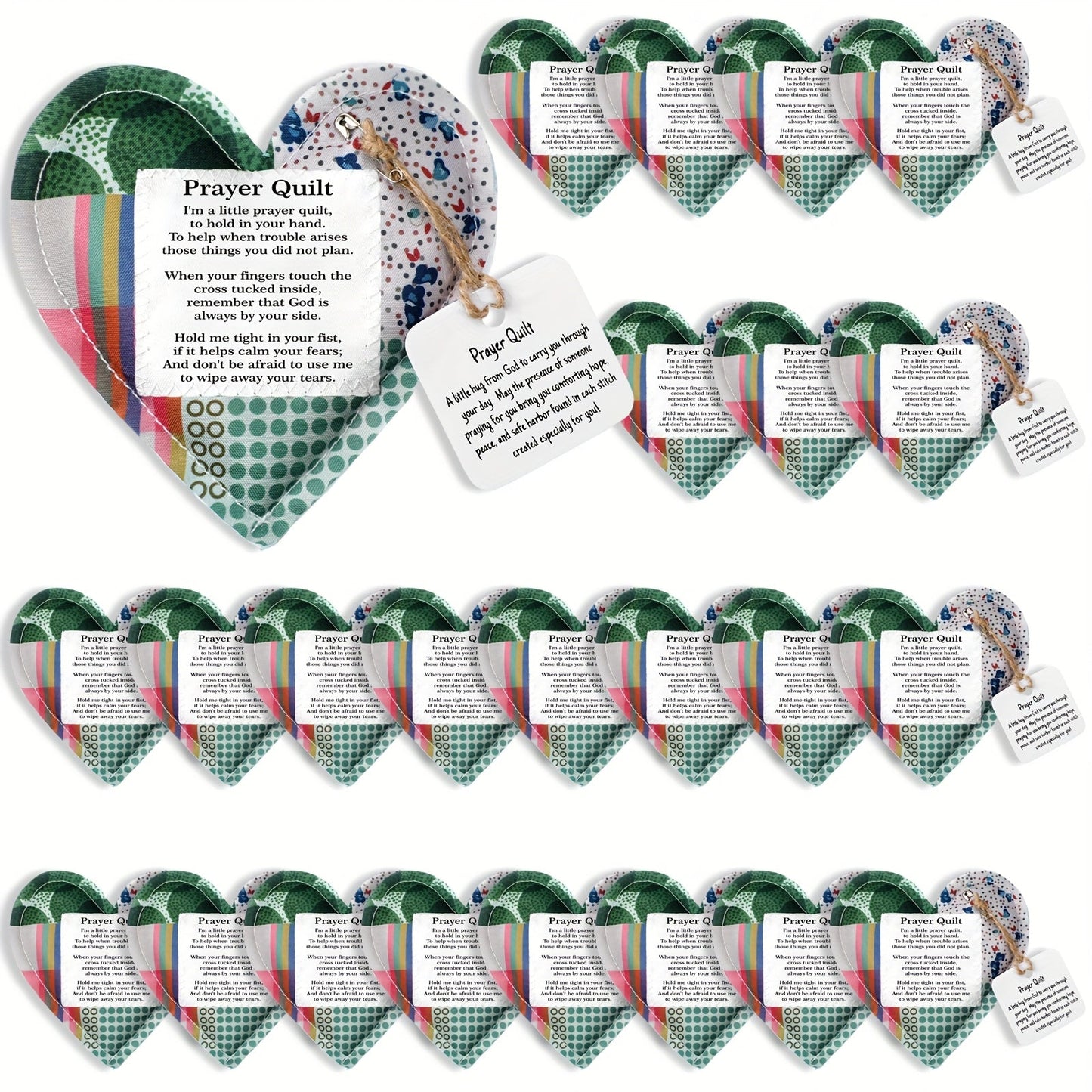 Mini Prayer Quilts 24pcs – Christian Sympathy Gift Set with Cross Heart Pocket & Bible Verse Scripture Panels for Women, Baptism, Hospital Visits, Mother’s Day & Religious Keepsakes