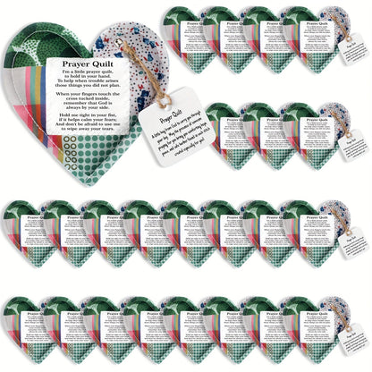 Mini Prayer Quilts 24pcs – Christian Sympathy Gift Set with Cross Heart Pocket & Bible Verse Scripture Panels for Women, Baptism, Hospital Visits, Mother’s Day & Religious Keepsakes