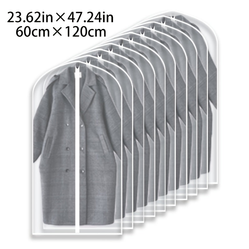 Ten-Piece Translucent Hanging Garment Bag Set with Full Zippers in Four Exact Length Options