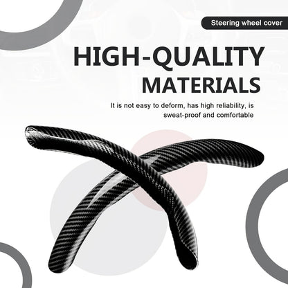 Steering Wheel Cover Carbon Fiber 3Pcs – Anti-Slip Scratch-Resistant Protector for Toyota RAV4, Camry, Corolla, Highlander, Tacoma, Tundra, 4Runner & Sequoia | Black & Red