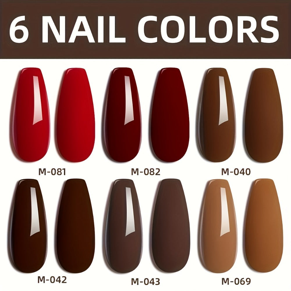 Gel Nail Polish Set with XEIJAYI Label, 6 Red Glitter Gel Colors in Gilded Bottle Set 36 for UV LED Cure