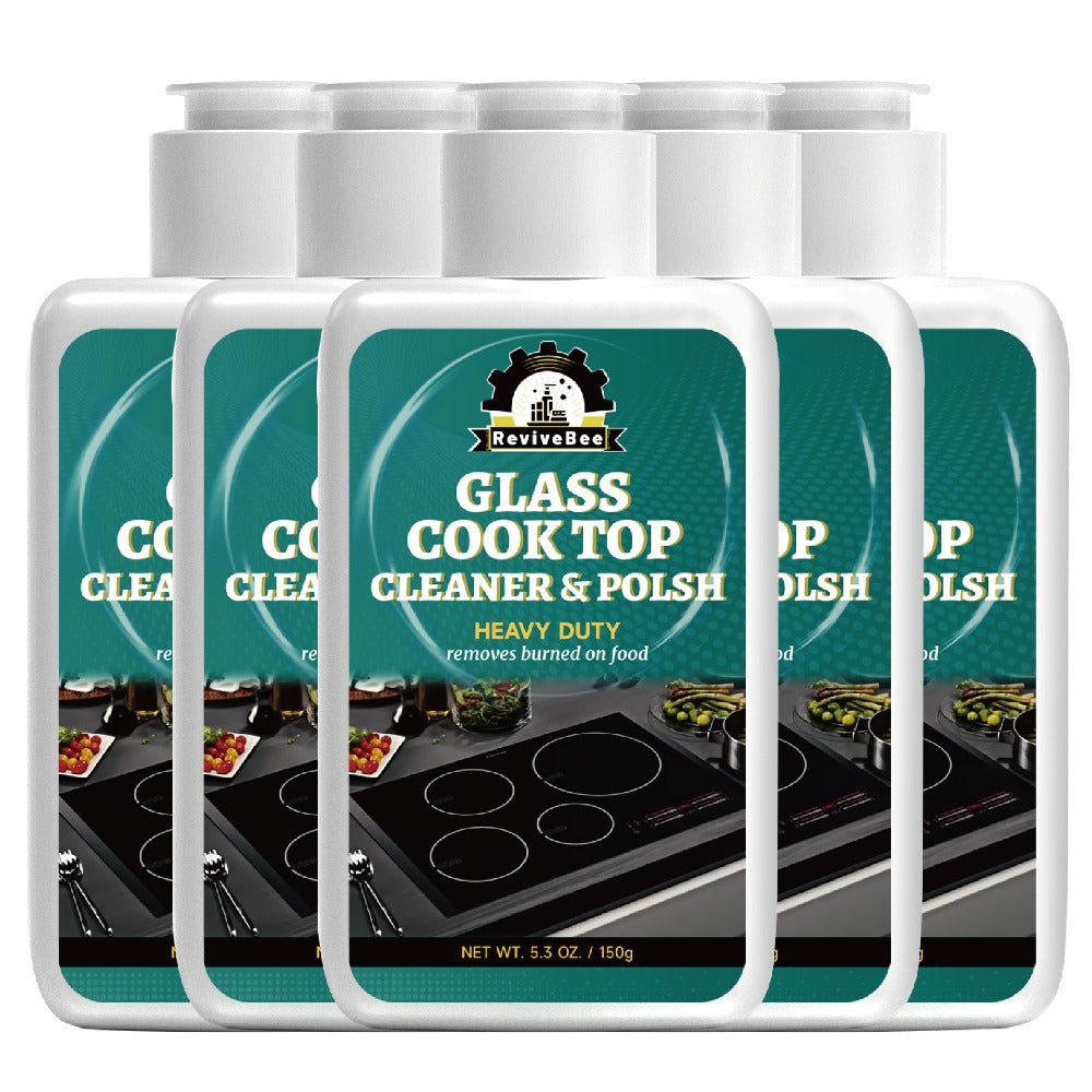 Glass and Ceramic Cooktop Cleaner and Polish in a Five-Pack Set for Routine Care of Smooth Cooking Surfaces