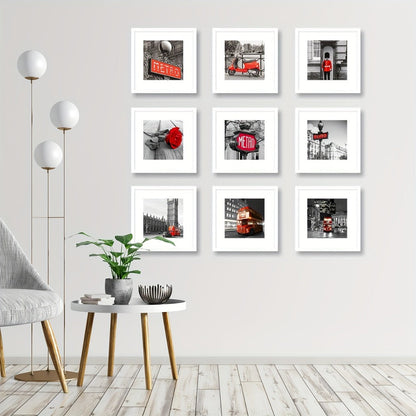 Three-Piece Square Picture Frame Set in Black or White with 8 x 8 or 12 x 12-Inch Wall Options