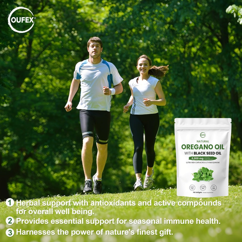 Dietary Supplement Oregano Oil and Black Seed Oil Softgels with Carvacrol and Thymoquinone, 150 Count