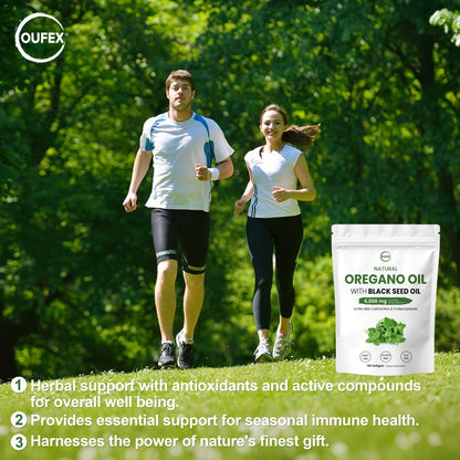 Dietary Supplement Oregano Oil and Black Seed Oil Softgels with Carvacrol and Thymoquinone, 150 Count