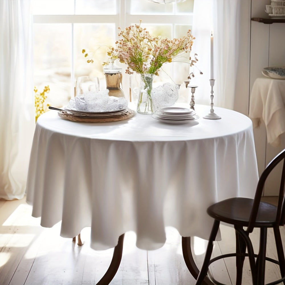 120-Inch Round Tablecloth Multipacks in Black or White with Six-, Twelve- or Eighteen-Piece Options
