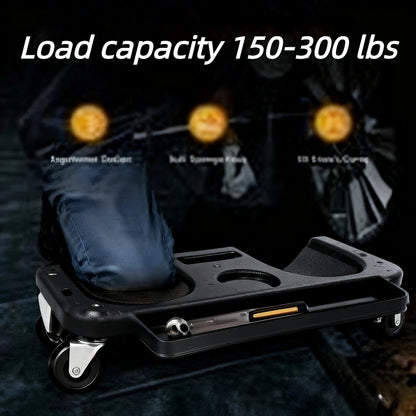 Rolling Knee Pad with Wheels & Built-In Tool Tray - Cushioned Kneeling Platform for Mechanics, Carpenters & Flooring Work