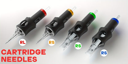 Tattoo Cartridge Needles 50pcs Mixed Size – POSEIDON V5 Disposable Round Liner, Shader & Curved Needles (5RL 7RL 9RL 5RS 7RS 9RS 7RM 7M1 15M1 15RM) with Safety Membrane