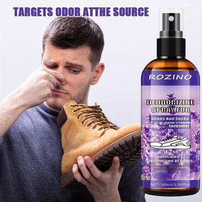 Foot Deodorizer Spray for Feet Socks & Shoes – Lavender Scent, Fast-Drying Odor Control, Glycerin Formula, Allergy-Friendly, 3.38 fl oz, Set of 2