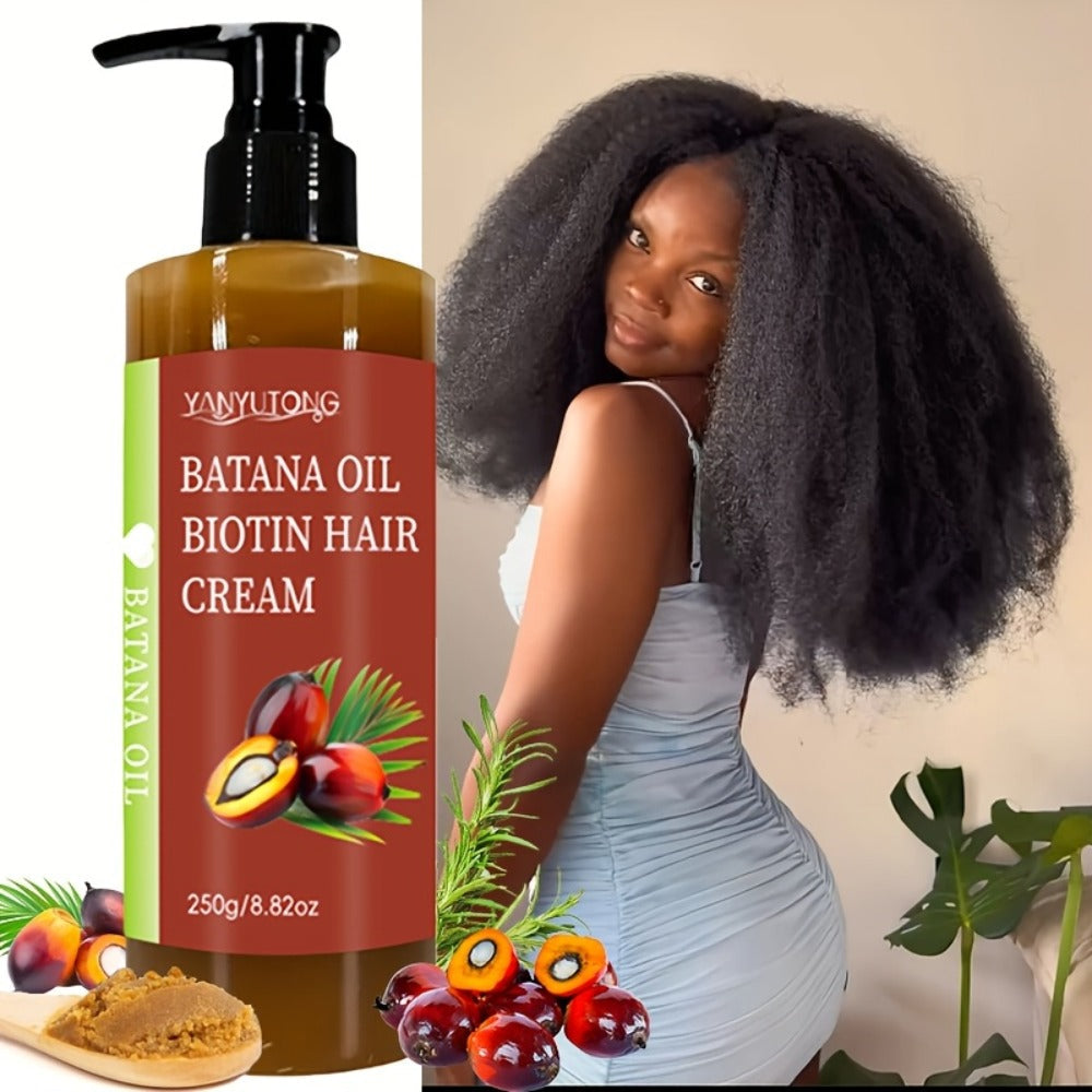 Unrefined Batana Oil Cream 250g with Squalane & Shea Butter — Honduras Deep Moisturizing Hair Treatment, Repairs Dry Damaged Hair, Boosts Shine, All Hair Types, Unisex