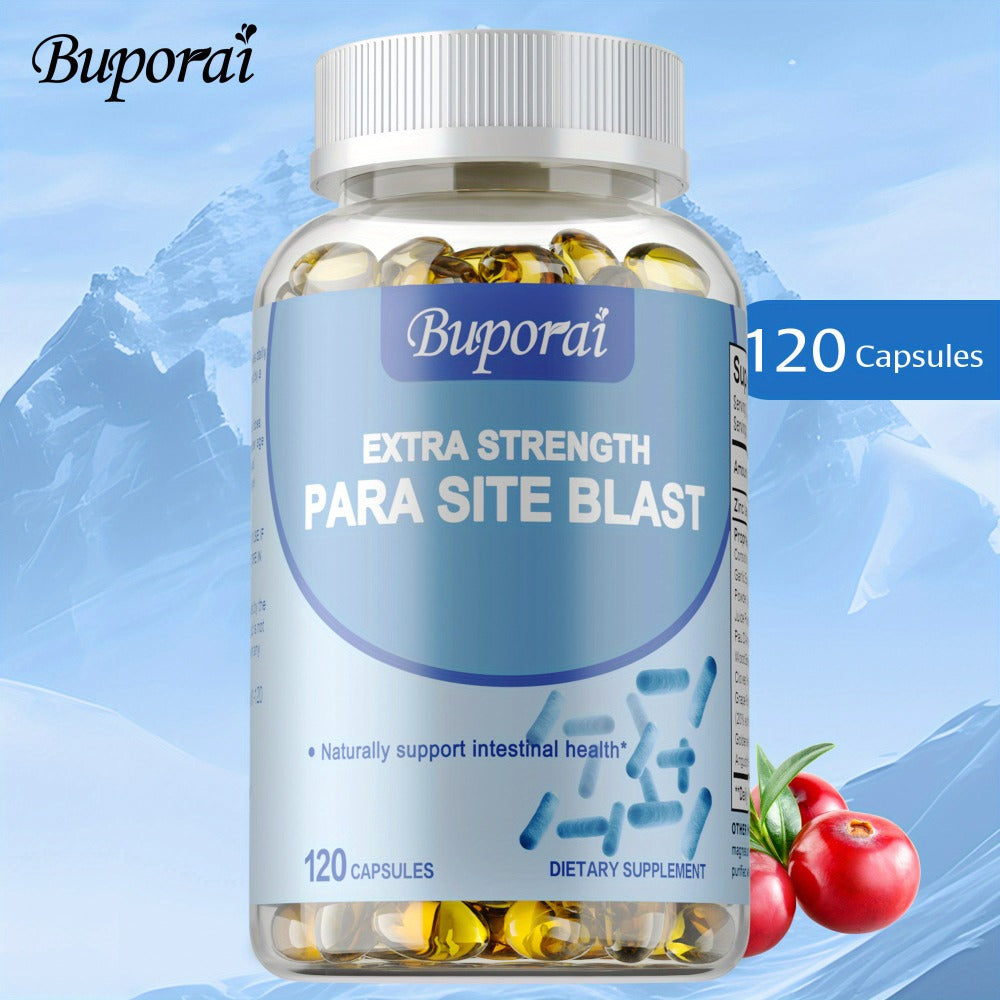 Herbal Supplements with Buporai Label, Black Walnut Wormwood Garlic and Cranberry Capsules, 120 Count