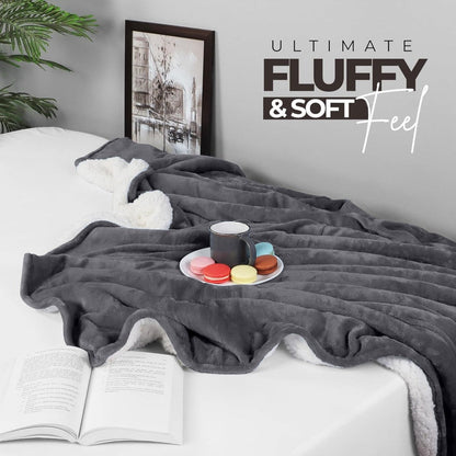 480GSM Sherpa Fleece Blanket – Double-Sided Heavy Warm Throw for Couch, Bed & Travel, Reversible All Season, 13 Colors, 3 Sizes
