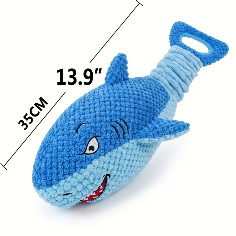 Plush Shark or Platypus Dog Toy with Crinkle Texture, Squeaker and Three Checkout Animal Designs