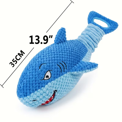 Plush Shark or Platypus Dog Toy with Crinkle Texture, Squeaker and Three Checkout Animal Designs