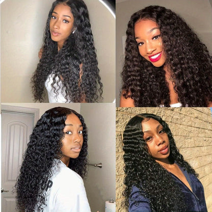Body Wave Human-Hair 4x4 Lace Closure Wig in Black with Listed 180% Density and Five Length Options