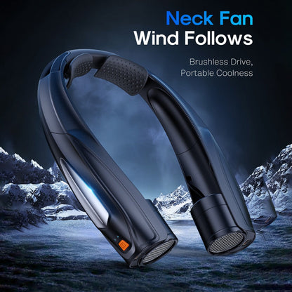 Wearable Neck Fan with Dual 3000mAh Battery Labels, Six Settings, USB-C Charging and Three Colors