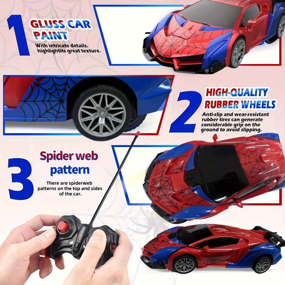 Spider Robot RC Car for Kids 1:18 with LED Lights – One-Button Transform Police Car Stunt Toy, 2.4GHz 45M Range 360° Drift Deformation Vehicle for Boys & Girls Ages 3 4 5 6, Birthday Christmas Gift