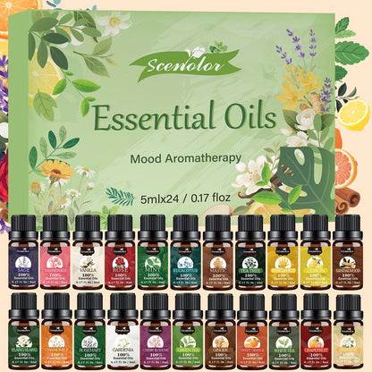 Floral and Fruity Fragrance Oil Gift Set with Choice of 12 or 24 Mini 5ml Bottles for Diffuser Use