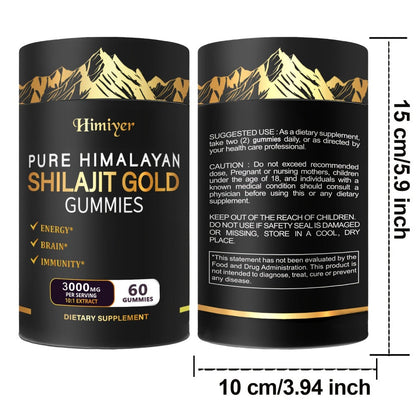 Shilajit 3000mg Supplement with Ginger Ginseng Ashwagandha Hoofgrass - 5-in-1 Adaptogen Complex for Energy Stamina Vitality & Stress Relief - Multi-Mineral Formula for Men & Women