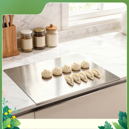 Stainless Steel Cutting Board & Rolling Pastry Board – Non-Slip Kitchen Prep Mat with Butcher Block Surface