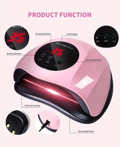 8T UV LED Nail Lamp with 24 Light Beads, Infrared Hand Sensor, 30/60/90s Timers and Two USB Styles