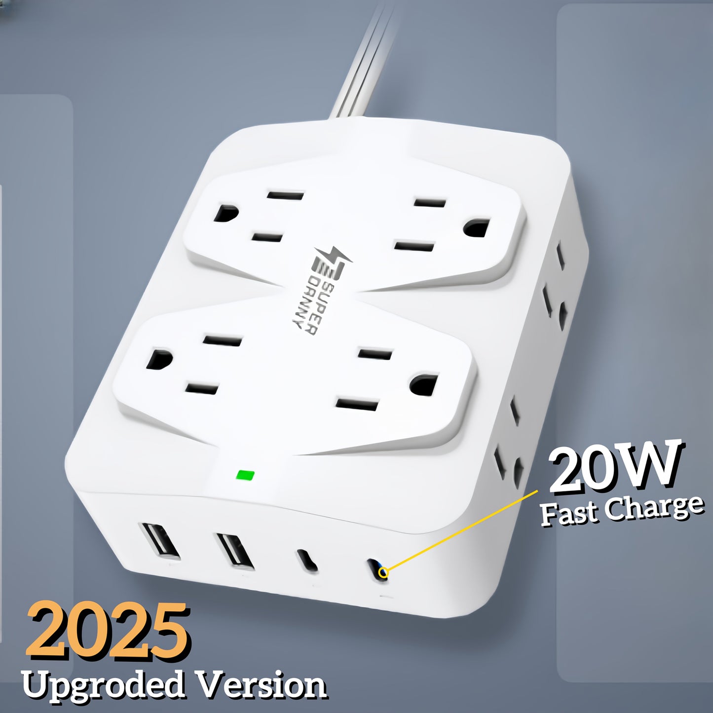 Power Strip 28-in-1 Surge Protector with 22 Widely Spaced AC Outlets, 5 USB-A, 2 USB-C and 2100J Rating