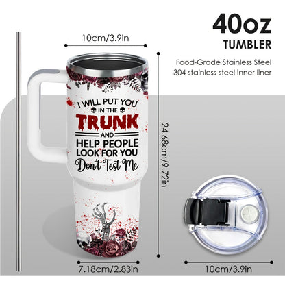 Insulated Tumbler 40oz Halloween Horror Cat Graphic with Stainless Steel Handle, Lid and Straw