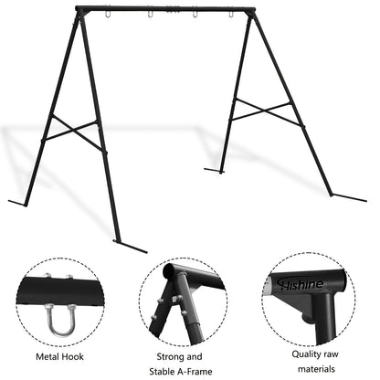 Full Steel A-Frame Swing Set Stand with Ground Stakes, Two-Swing Support and Two Color Options