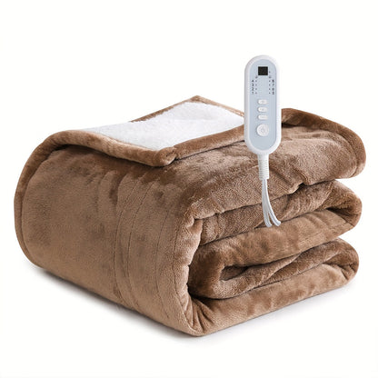 Electric Blanket with Temperature Control and Timer – Extra Large Flannel Heated Blanket, 8 Levels 10-Hour Auto-Off, Machine Washable, PTC+NTC Overheat Protection, Throw Twin Full Queen King