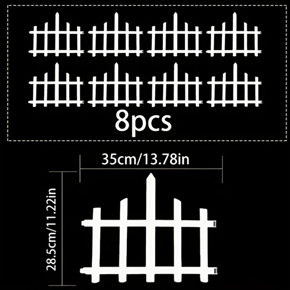 Solar Fence Lights Outdoor 8-Pack with Remote Control - LED White Picket Fence Border Lights Solar Powered