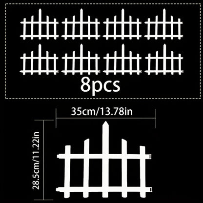 Solar Fence Lights Outdoor 8-Pack with Remote Control - LED White Picket Fence Border Lights Solar Powered