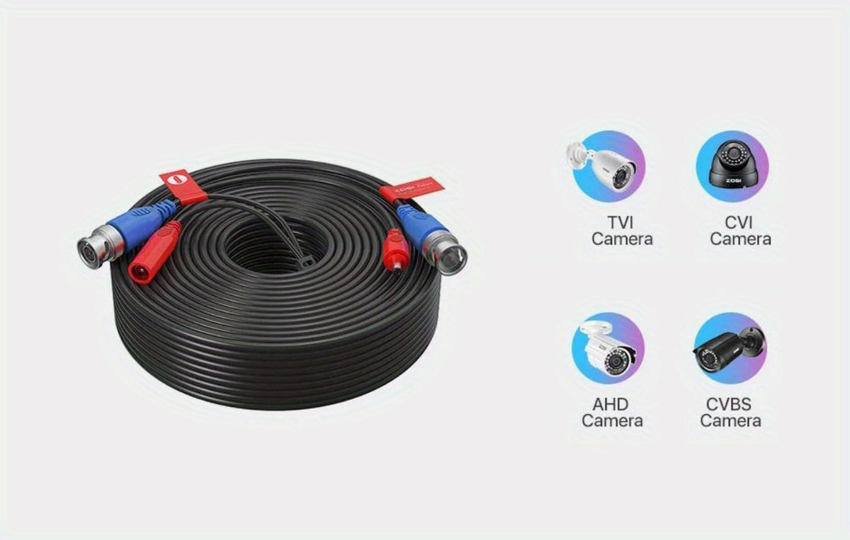 CCTV BNC Cable 4-Pack 100ft 30M, ZOSI Video Power 2-in-1 Security Camera Cable with BNC Connector and DC Plug