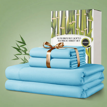 Sheet Set, Four-Piece 30% Lyocell and 70% Viscose Bedding with 18-to-24-Inch Fitted Pocket and Twelve Colors