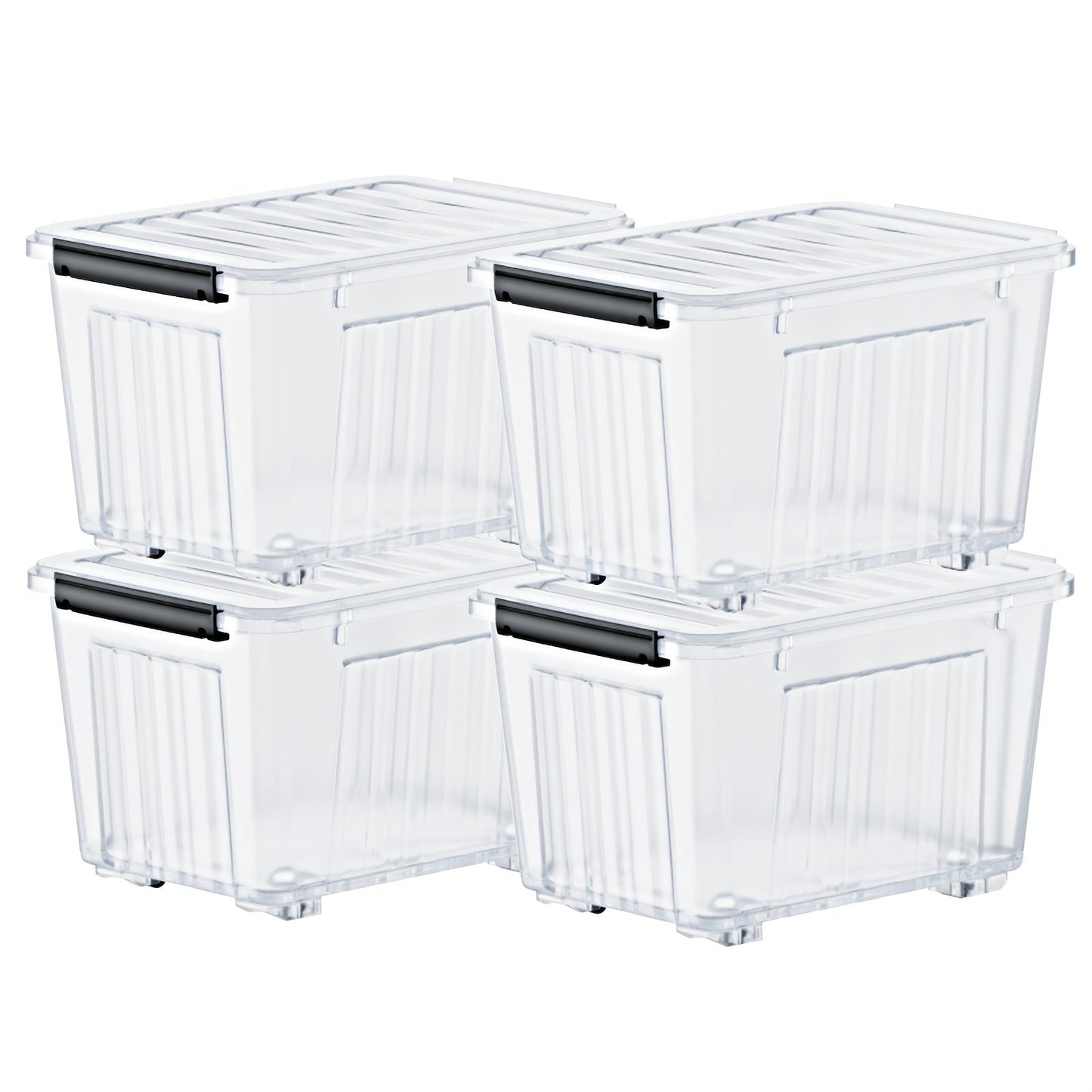 Stackable 72- and 97-Quart Storage Bin Sets with Lids, Wheels, Three Colors and 4- or 6-Pack Options