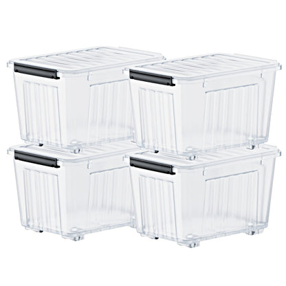 Stackable 72- and 97-Quart Storage Bin Sets with Lids, Wheels, Three Colors and 4- or 6-Pack Options