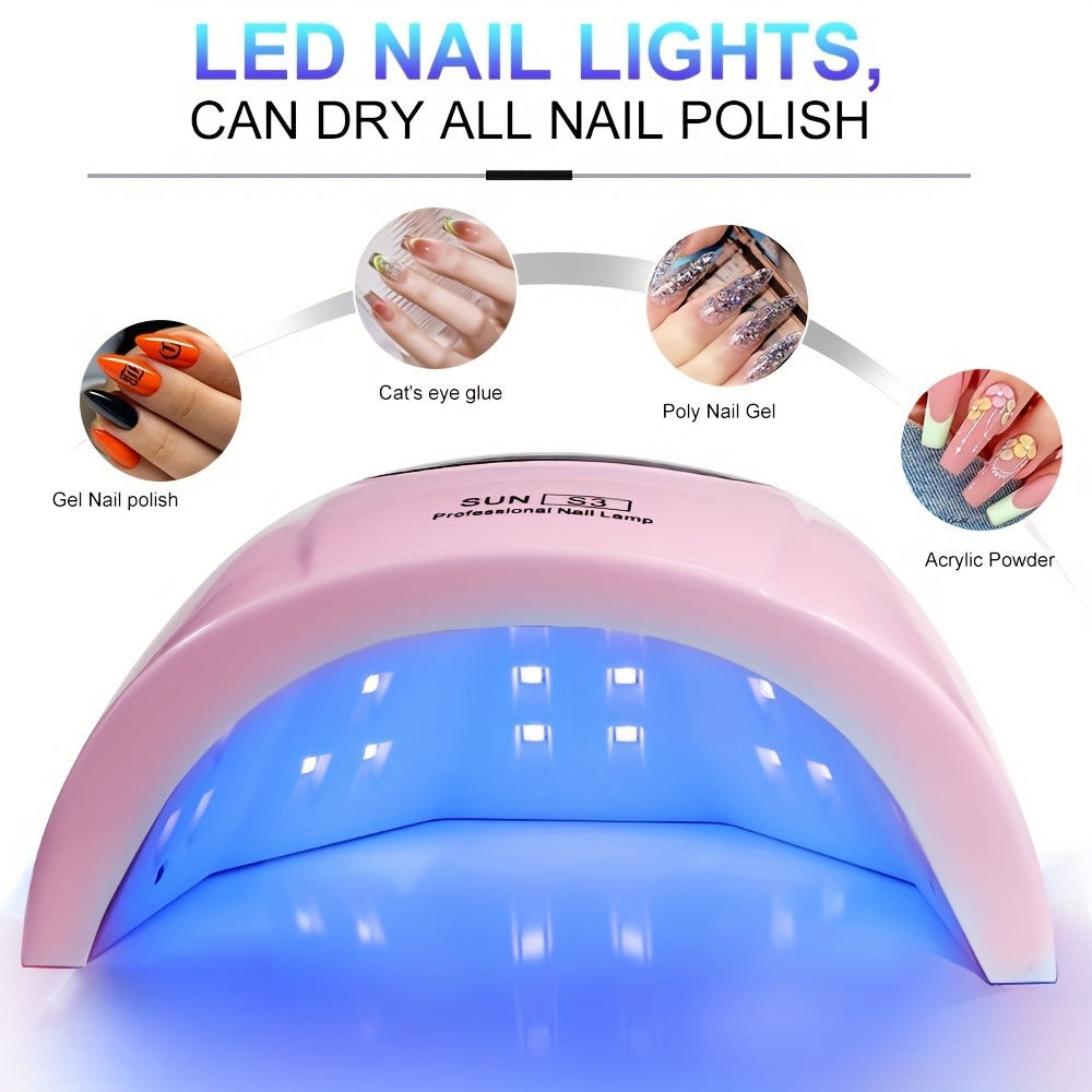 Gel Polish Curing Light USB Nail Dryer Lamp with LCD Display - Professional Nail Art Drying Lamp for All Gel Polish Manicure Pedicure Home Salon Tool, Pink White Blue