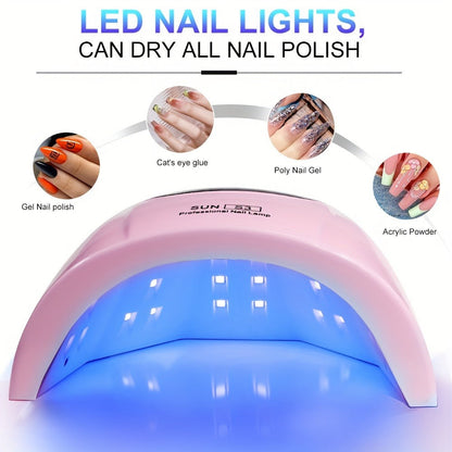 Gel Polish Curing Light USB Nail Dryer Lamp with LCD Display - Professional Nail Art Drying Lamp for All Gel Polish Manicure Pedicure Home Salon Tool, Pink White Blue