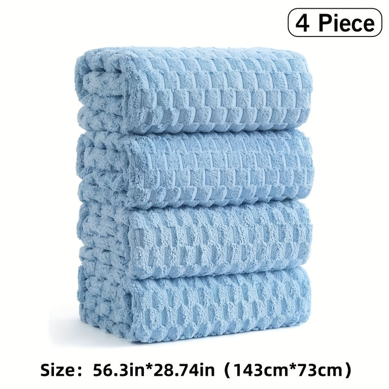 Towel Set 4 or 8 Piece Microfiber Collection with Hair-Drying Cap Options in Four Colors for Home and Guest Use