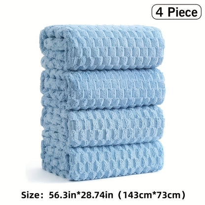 Towel Set 4 or 8 Piece Microfiber Collection with Hair-Drying Cap Options in Four Colors for Home and Guest Use