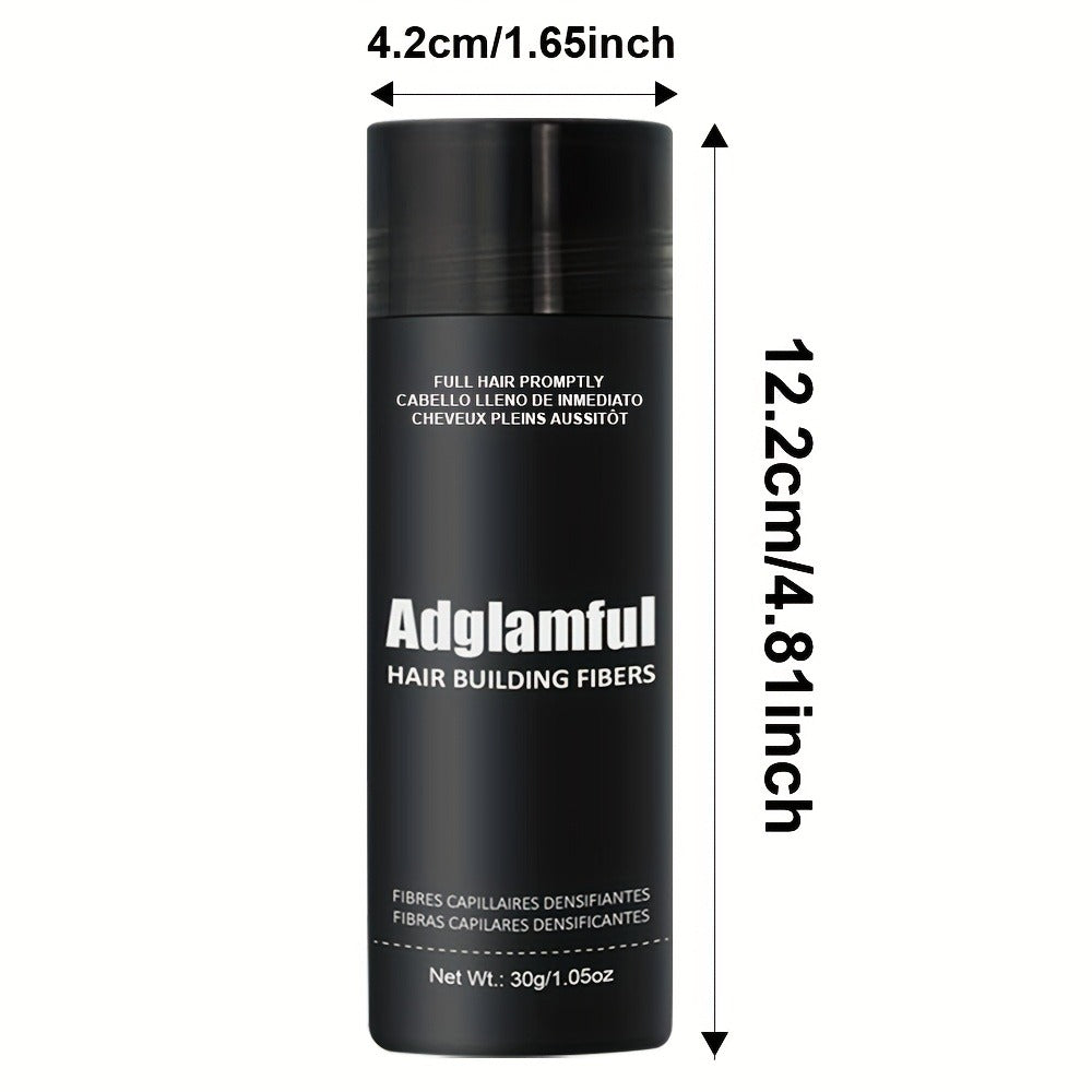 Large 30-Gram Hair Fiber Powder in Black or Dark Brown with Tall Shaker-Style Container Design