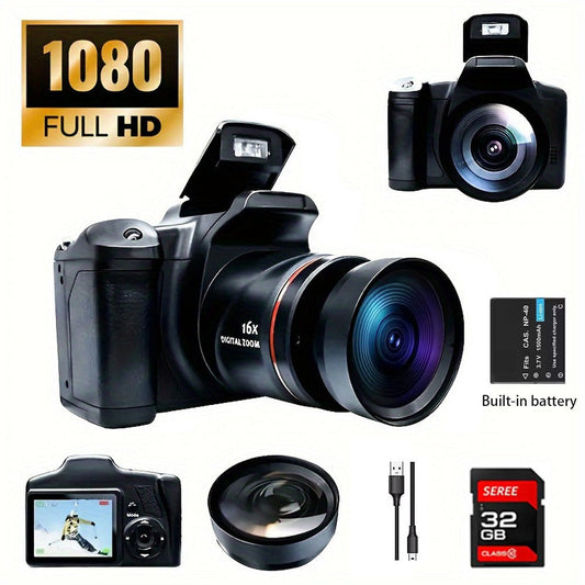 Compact Vlog Camera 1080P FHD – MARVUE Digital Camera with 2.4-Inch LCD Screen, Long-Lasting Battery, 16x Digital Zoom, 9.88mm Wide-Angle Lens, Durable Design for Travel, Everyday Use & Gift