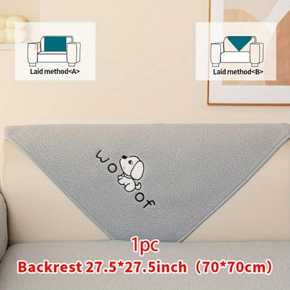 Sofa Cover Embroidered Plush-Texture Panels for Single to 4 Seats, Backrest, Armrest or Pillowcase