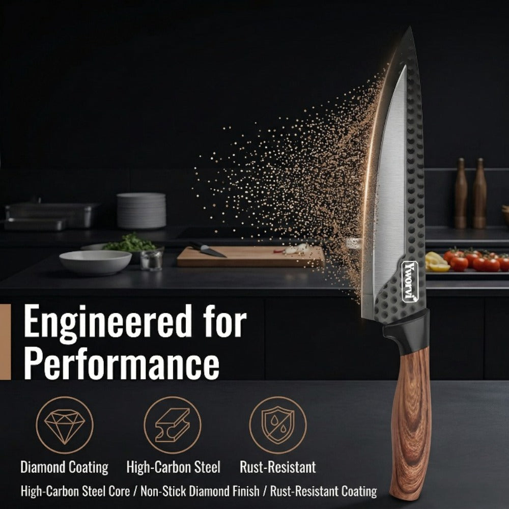 Seven-Piece Kitchen Knife Set with Four Blades, Scissors, Peeler and Sharpener, Offered in Two Styles