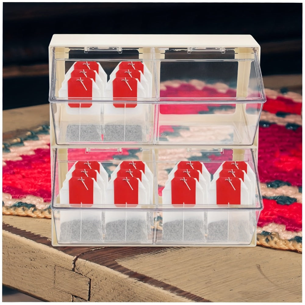 Three-Compartment Countertop Storage Organizer with Clear Front Doors, Top Lid and Two Frame Colors