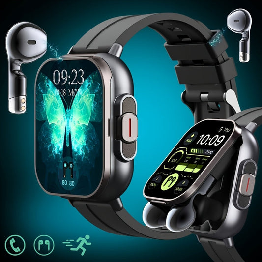 Smart Watch and TWS Earbuds Combo with Integrated Charging Case and Ten Metal Strap Selections